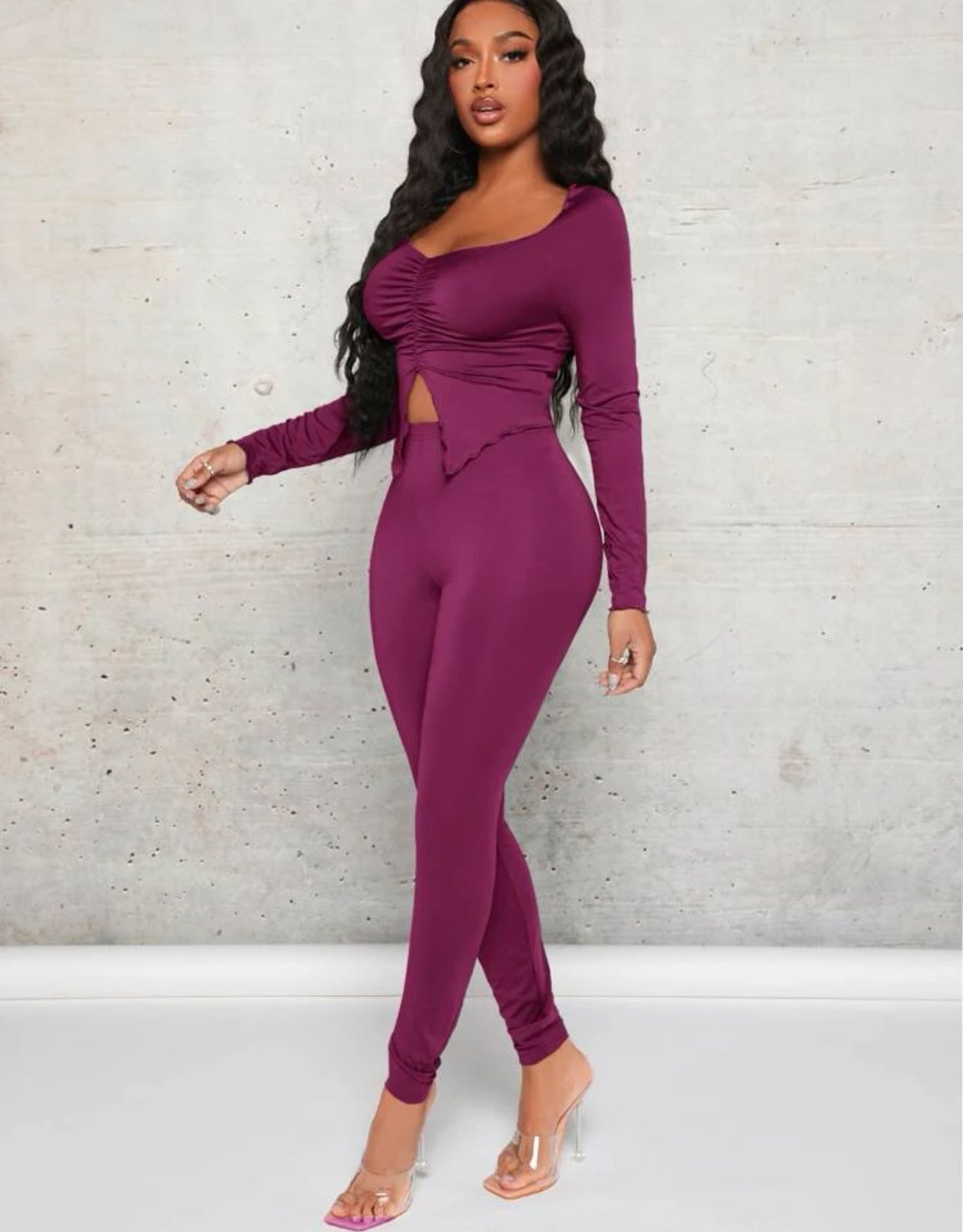 Ensemble Legging & Top à encolure de cœur fendu