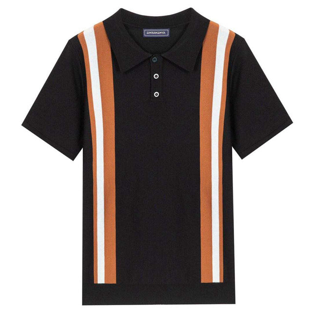Polo Homme Rétro Chic – Maille Légère à Rayures Verticales