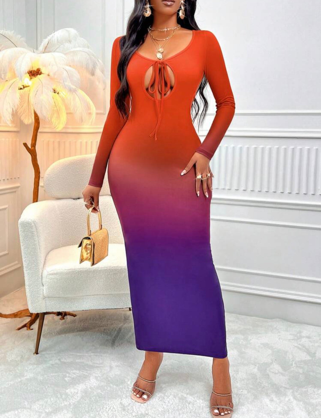 Robe Moulante Dégradé À Nœud