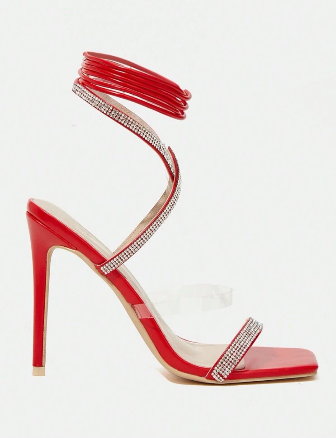 Sandales Femme À Strass Décoré À Lacets À Talon Haut