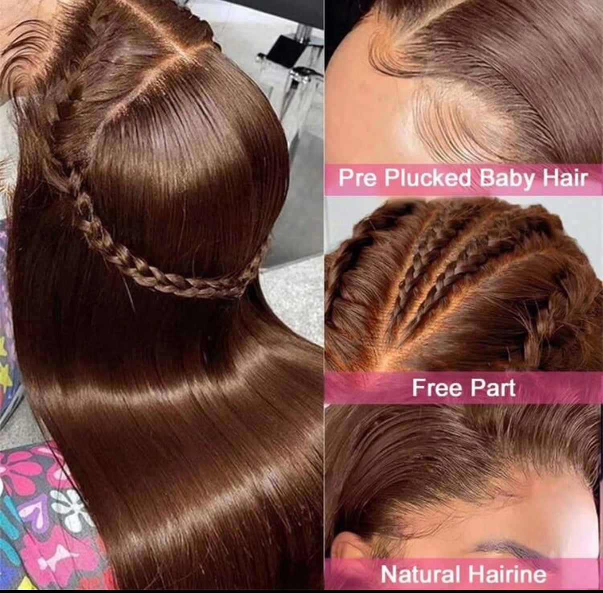 Perruque Lace Frontal 180% - Cheveux Humains Lisses