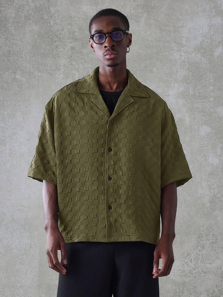 Men's Oversized Textured Shirt – Smart-Casual Style