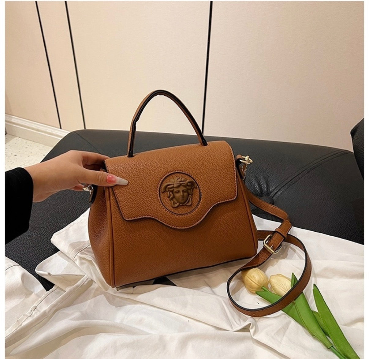 Sac à main "Iconic Medusa" en Cuir Grainé