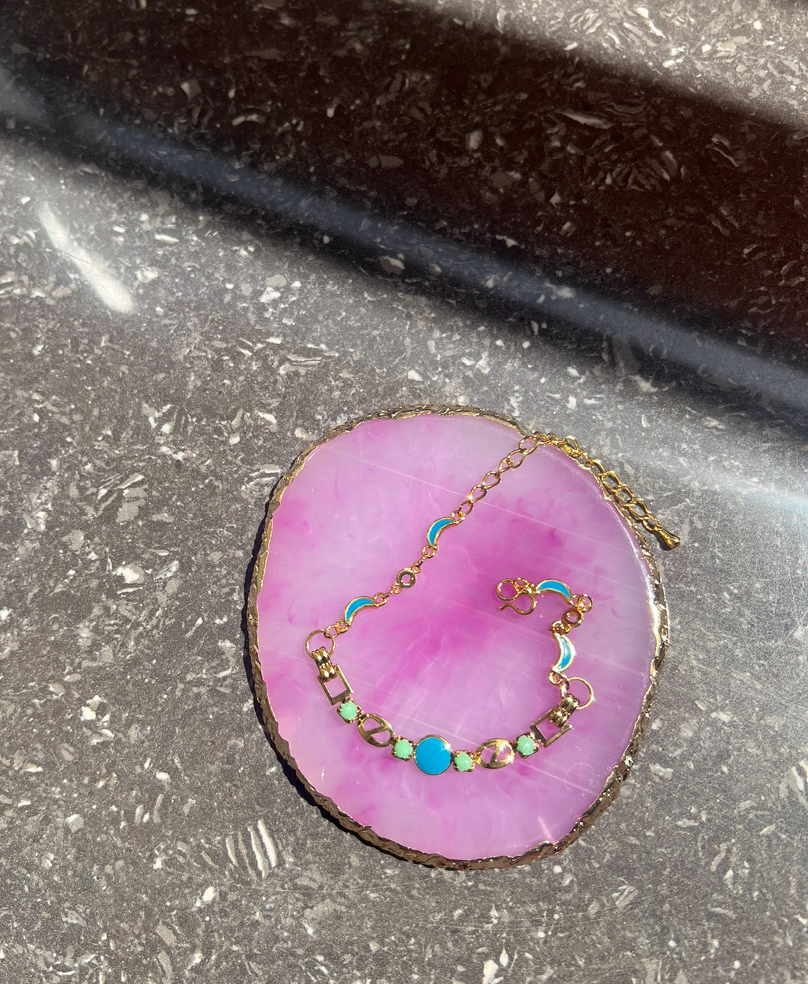 Bracelet Éclat de Lune en Or et Turquoise