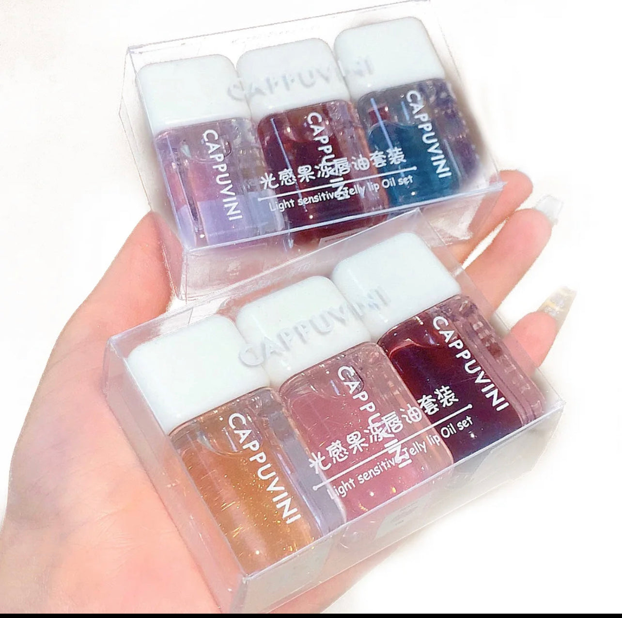 Trio Tentation: Ensemble d’Huiles à Lèvres Hydratantes aux Teintes Fruitées