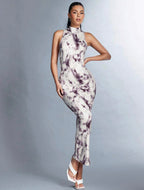 Robe Sans Manches À Col Montant Et Imprimé Léopard