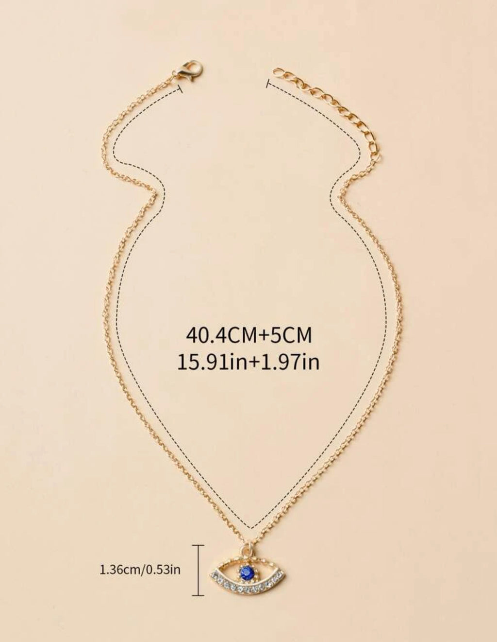 Rhinestone Necklace with Eye Charm