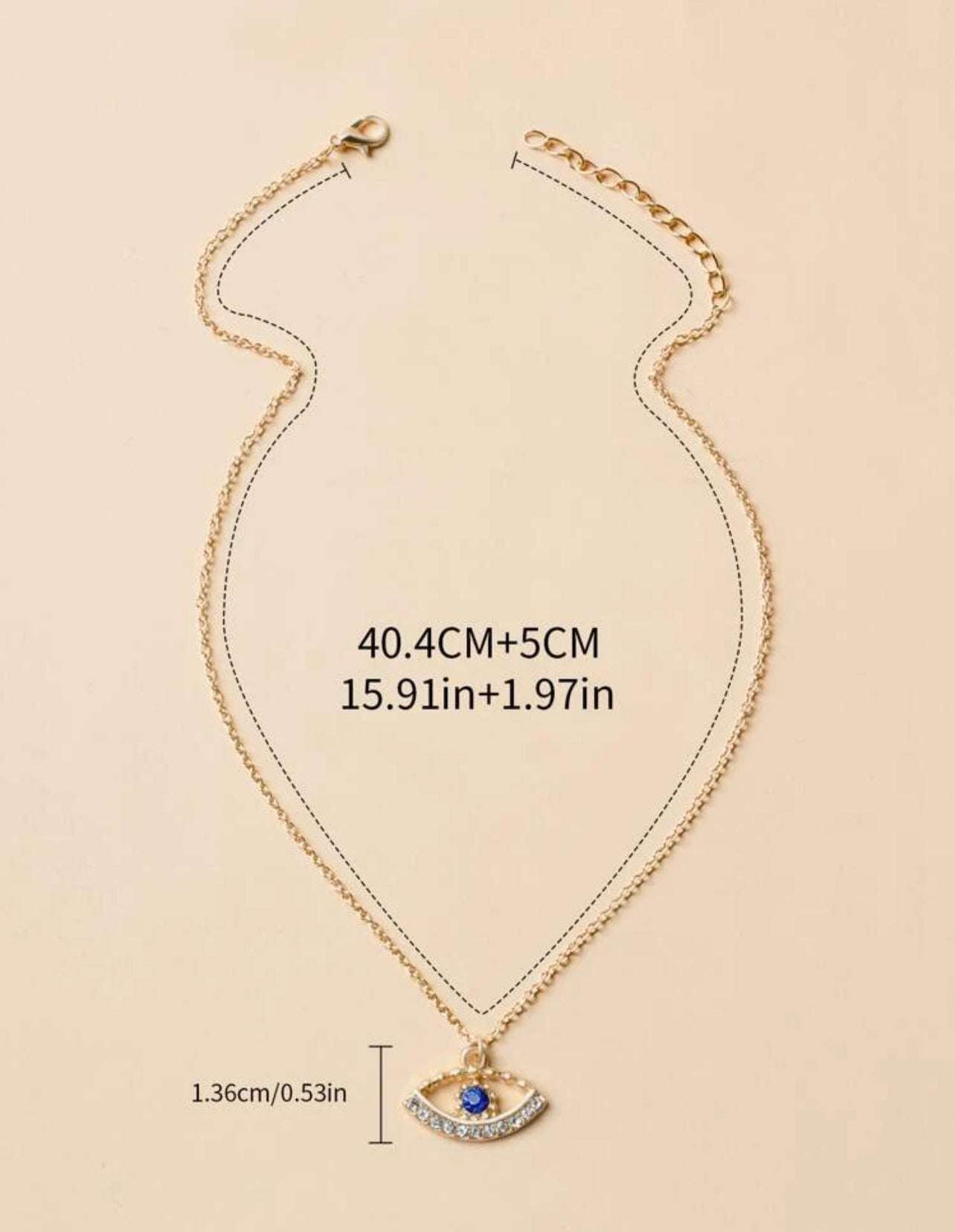 Collier à strass à breloque œil