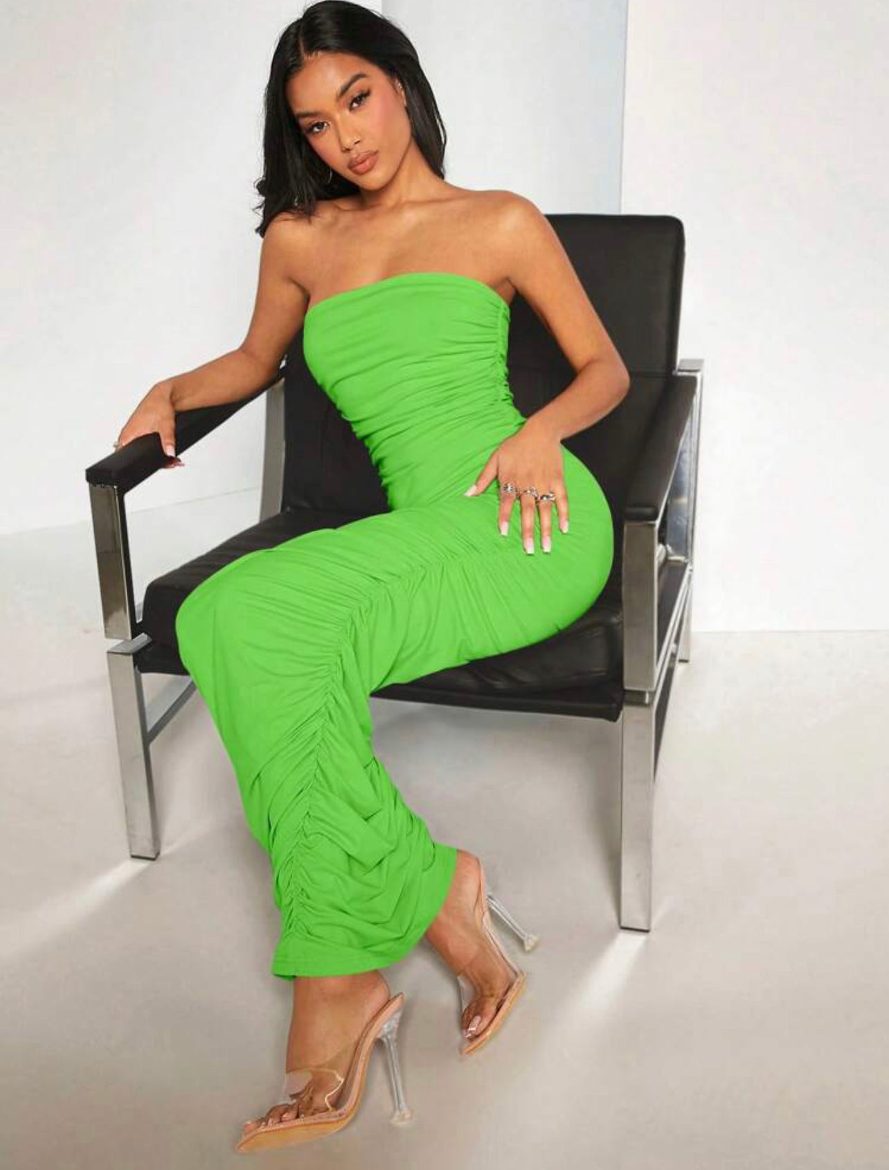 Robe Moulante Bustier Unicolore À Ruché