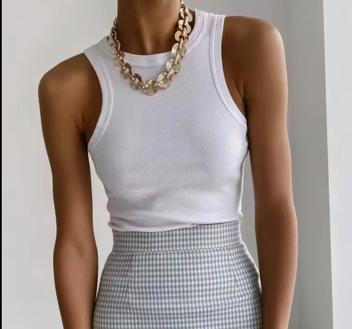 Débardeur côtelé basique – Col rond