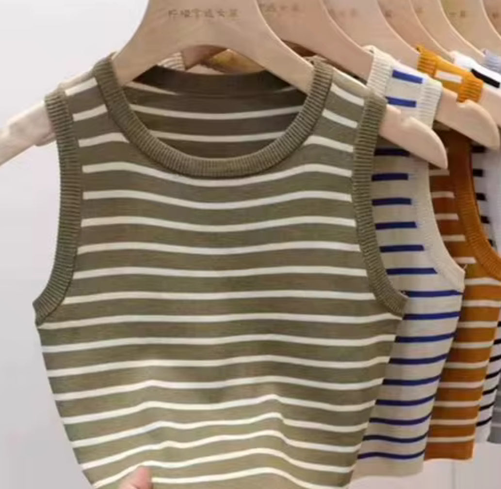 Débardeur côtelé rayé