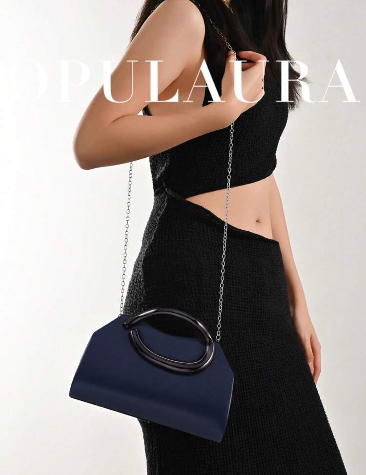 Sac de soirée élégant OpulAura – Pochette de luxe avec poignée métallique