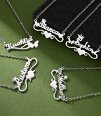 Collier personnalisé en forme d'aile avec nom personnalisé, avec chaîne à pendentif au choix en acier inoxydable