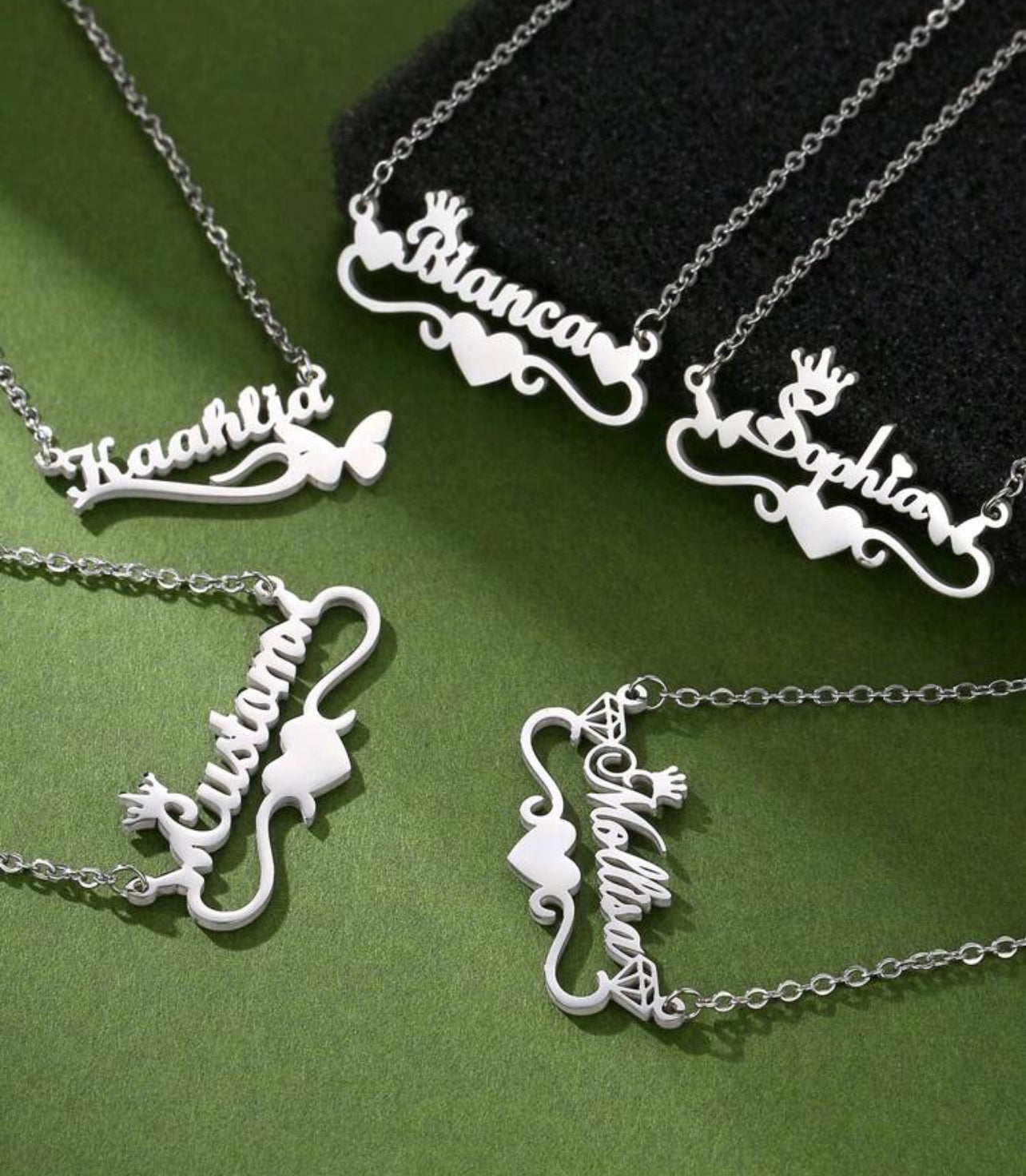 Collier personnalisé en forme d'aile avec nom personnalisé, avec chaîne à pendentif au choix en acier inoxydable