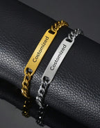 Bracelet en acier inoxydable plaqué or 18 carats, personnalisable