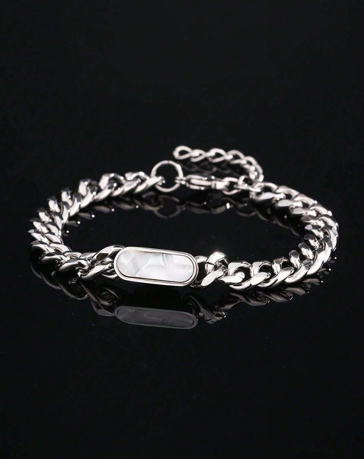 Bracelet Maille Cubaine & Pierre Naturelle – Élégance et Caractère