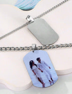 Collier unisexe plaque d’image gravée au laser couple