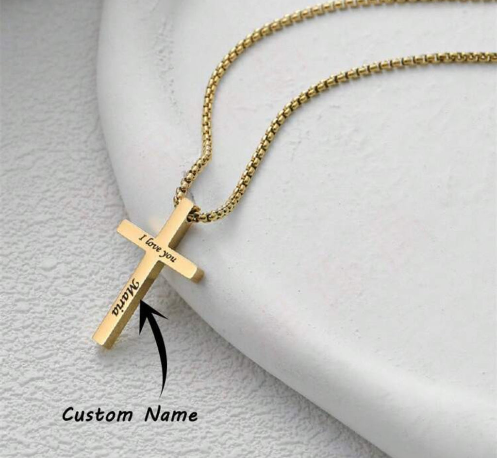 Personalized Stainless Steel Cross Necklace
