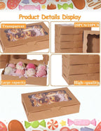 Lot de 20 Boîtes à Pâtisserie avec Fenêtre – Design Élégant pour Beignets, Biscuits et Cupcakes