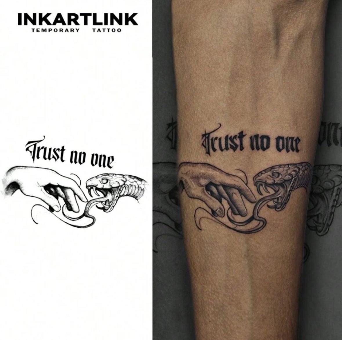 Tatouage Temporaire “Trust No One” - Design Intense et Expressif