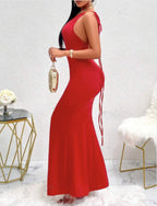 Off the shoulder tie back bow mermaid hem cami dress