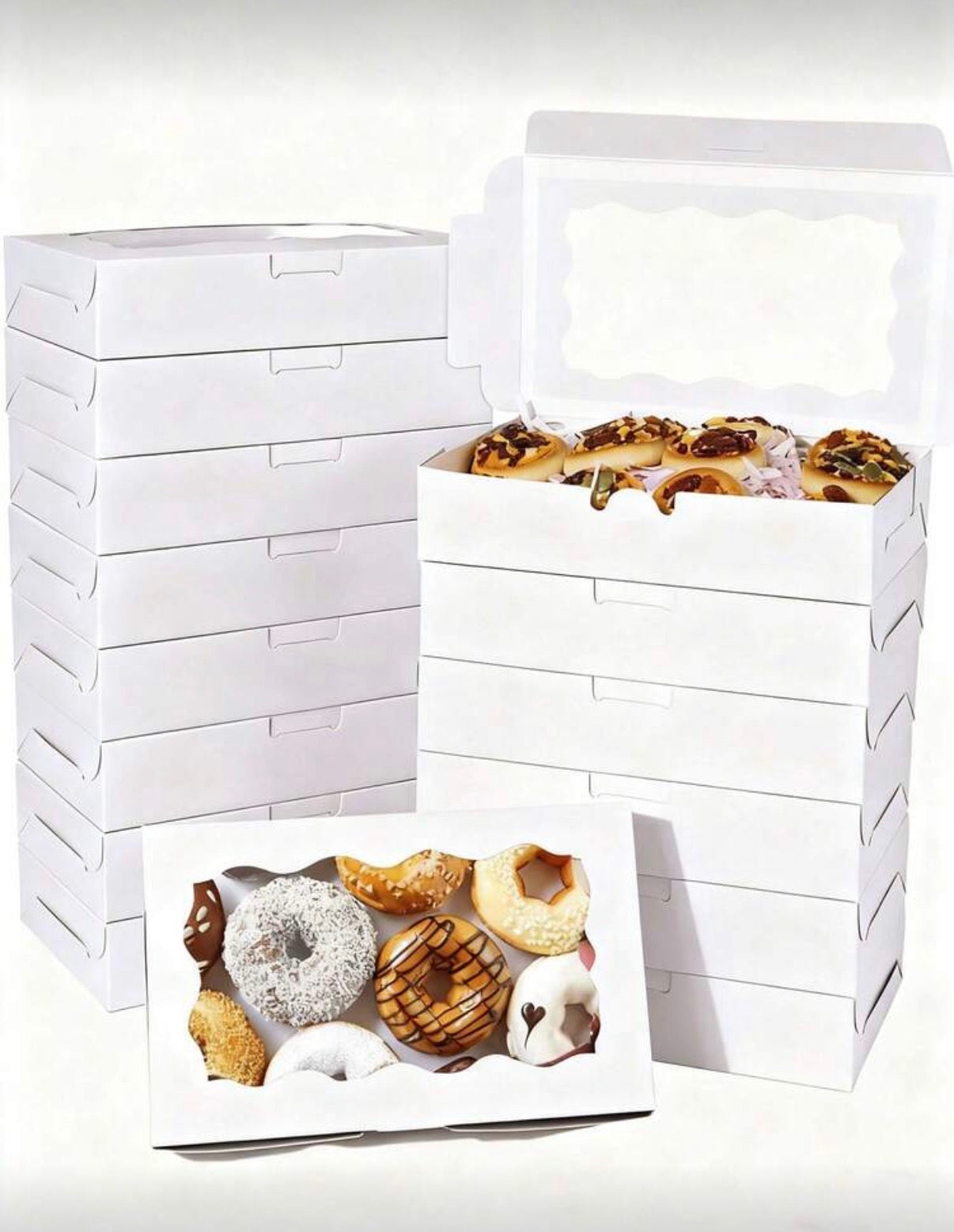 Lot de 20 Boîtes à Pâtisserie avec Fenêtre – Design Élégant pour Beignets, Biscuits et Cupcakes
