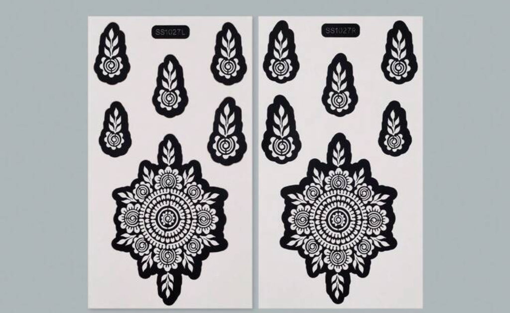 Pochoir de Tatouage Henné – Motif fleurs Élégantes