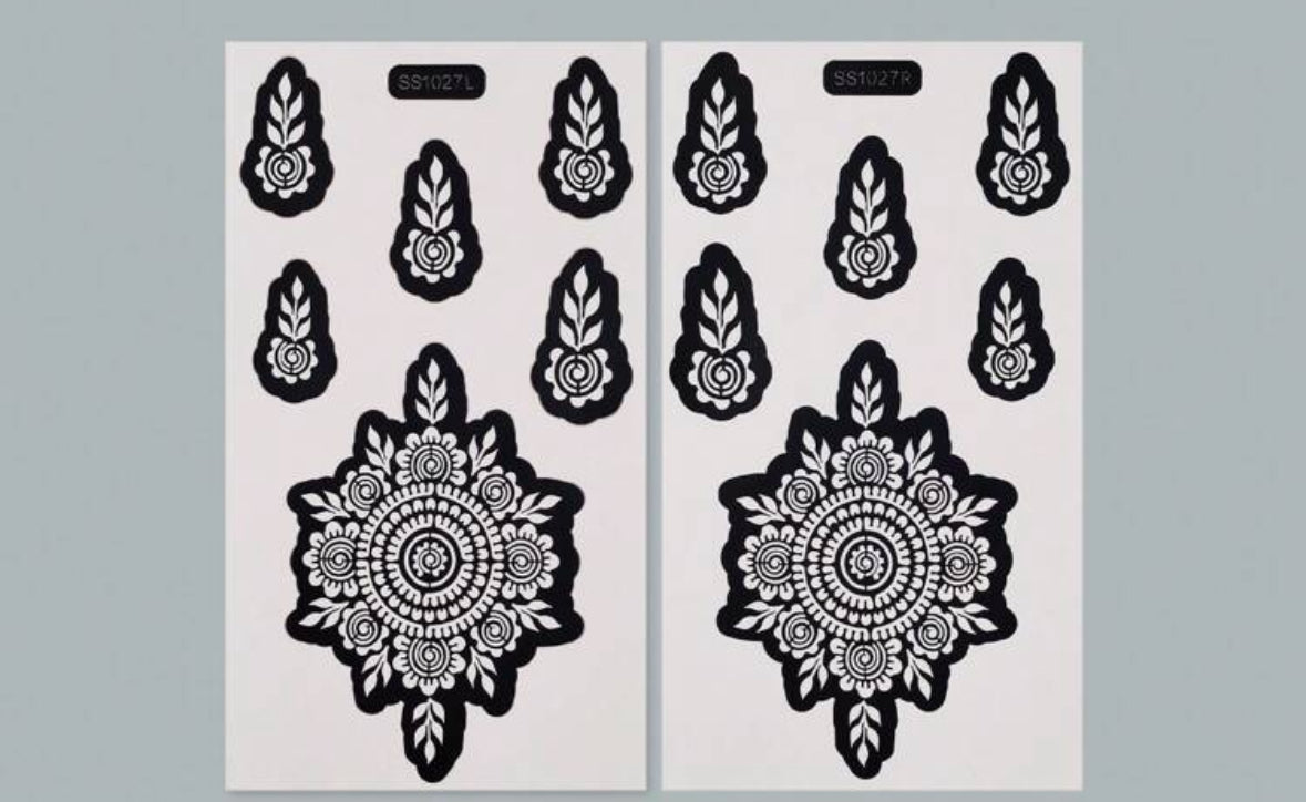 Pochoir de Tatouage Henné – Motif fleurs Élégantes