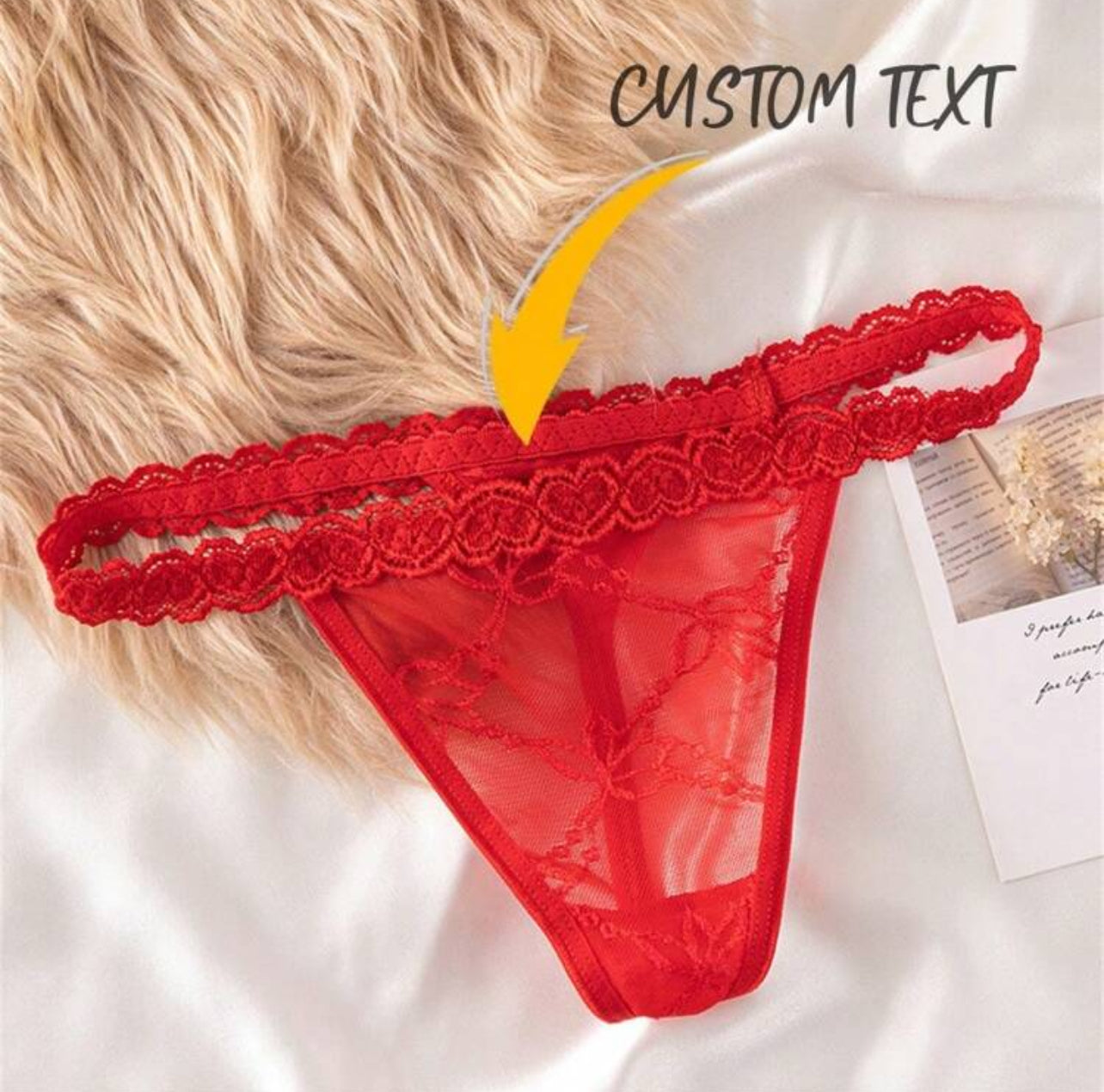 Culotte en dentelle avec lettres personnalisées pour femmes, string en dentelle Sexy avec lettres personnalisées, lettres brillantes en strass bricolage