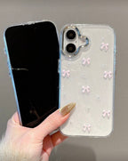 Coque Transparente Scintillante "Pink Bows" avec Perles – Édition Coquette