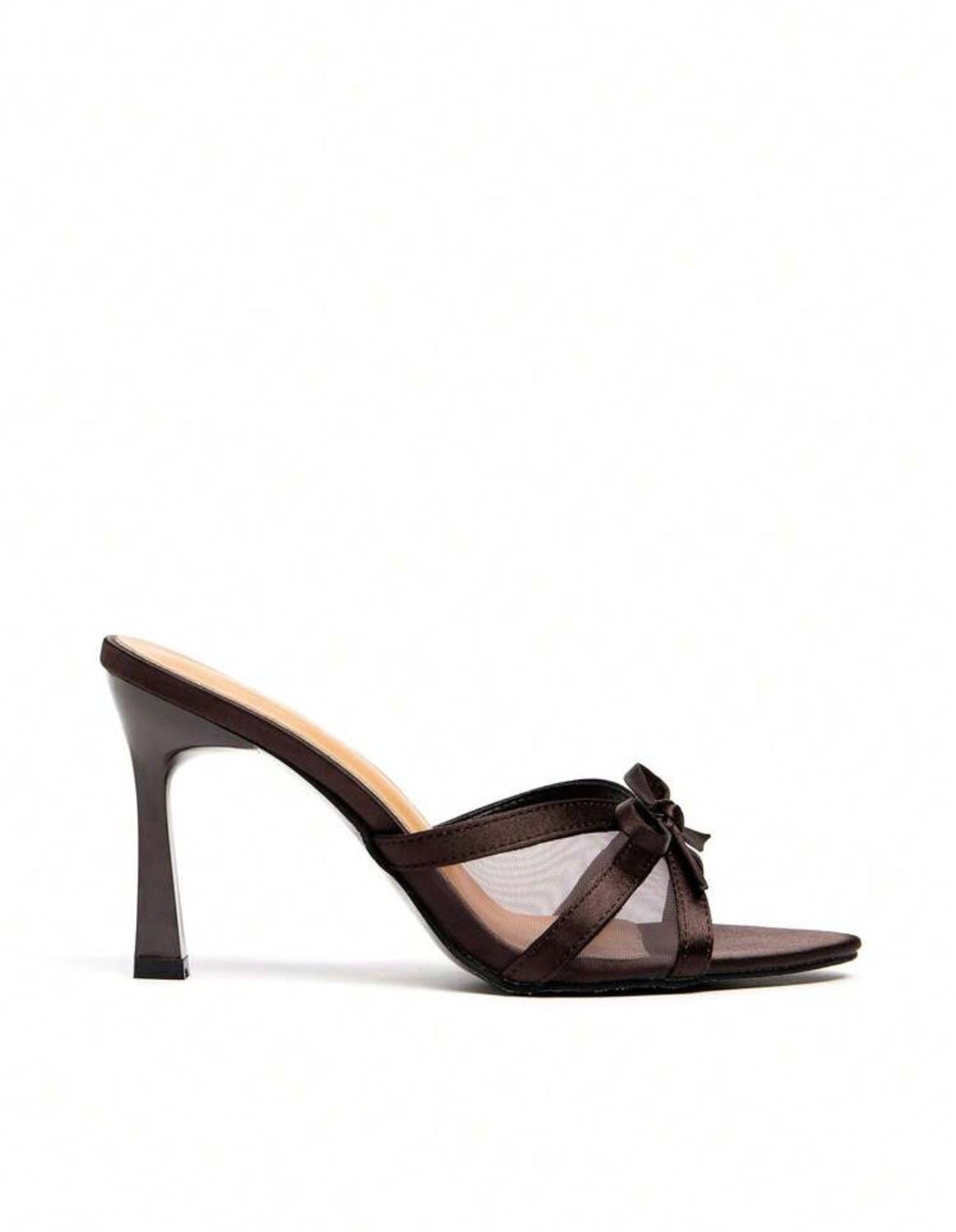 CUCCOO Chocolate Satin Bow Heeled Sandals