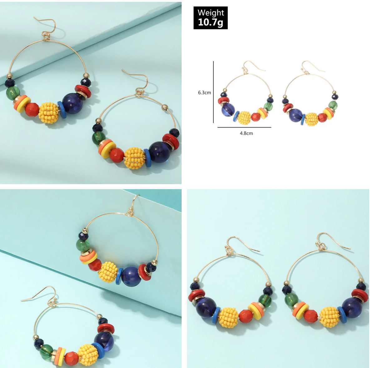 Hoops Festifs: Boucles d'Oreilles Créoles avec Perles Colorées