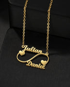 1PC Collier personnalisé Deux Noms et Cœurs Infinity