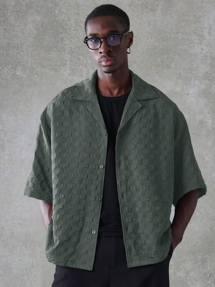 Men's Oversized Textured Shirt – Smart-Casual Style