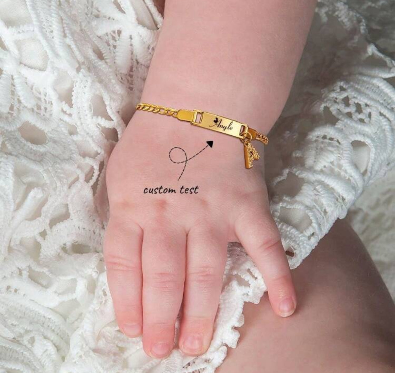 Bracelet personnalisé pour enfants - Gravé avec initiales et breloque brillante