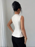 Top Croisé Élégance Sans Manches-Élégance bureau & soirée