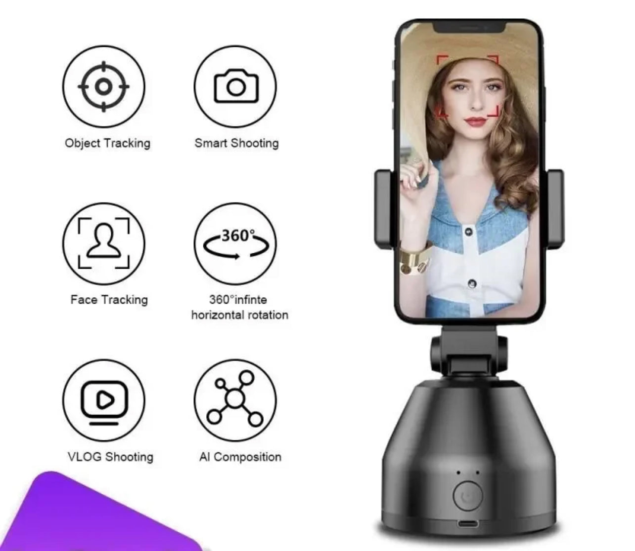 Support de Téléphone Intelligent avec Suivi Automatique - Idéal pour Selfie, Vlog et Vidéo en Direct