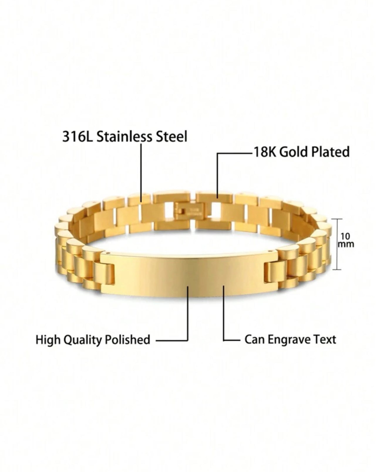 Bracelet En Acier Inoxydable Pour Hommes - Gravure Au Laser