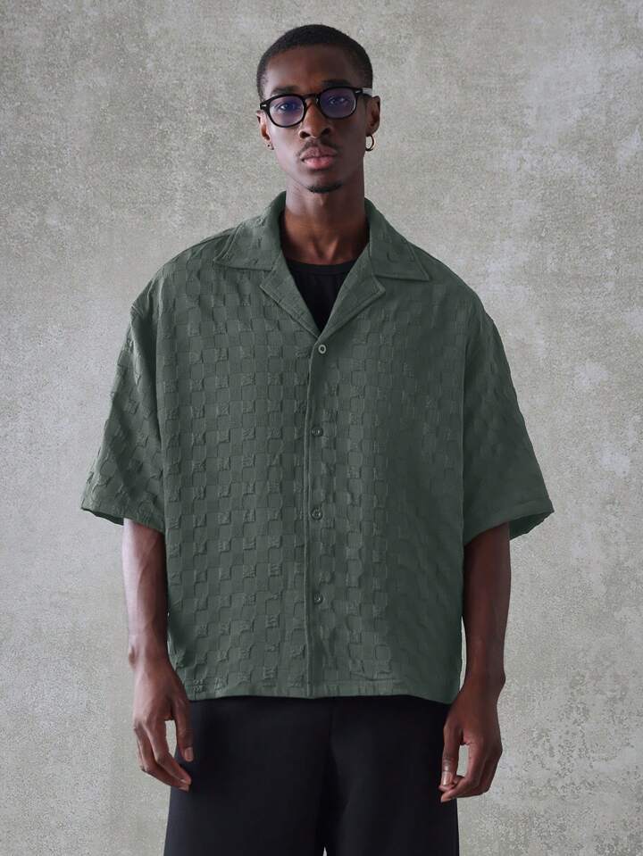 Men's Oversized Textured Shirt – Smart-Casual Style