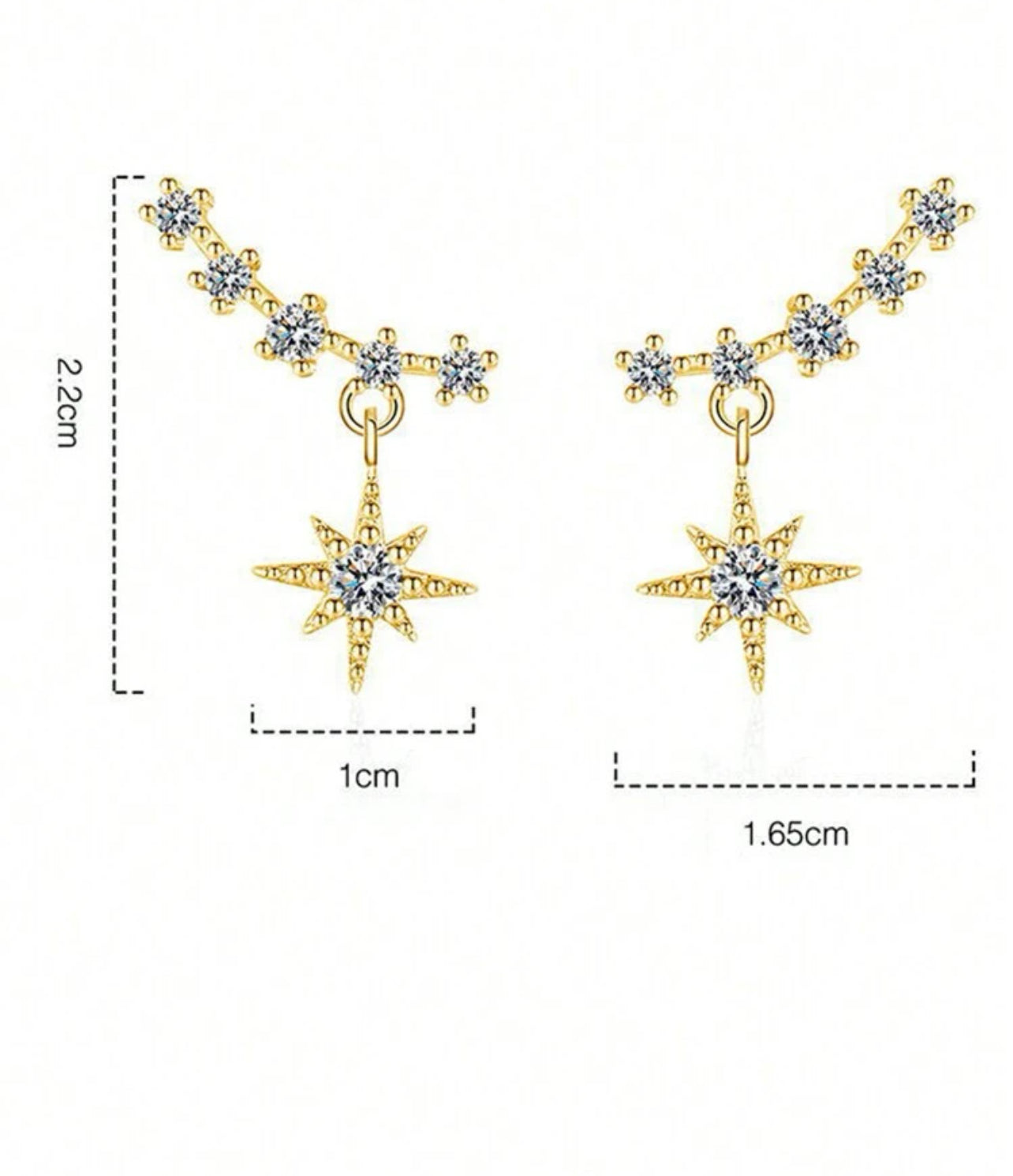 1 paire Boucles d'oreille en forme d'étoile brillante et à la mode pour femmes avec des strass