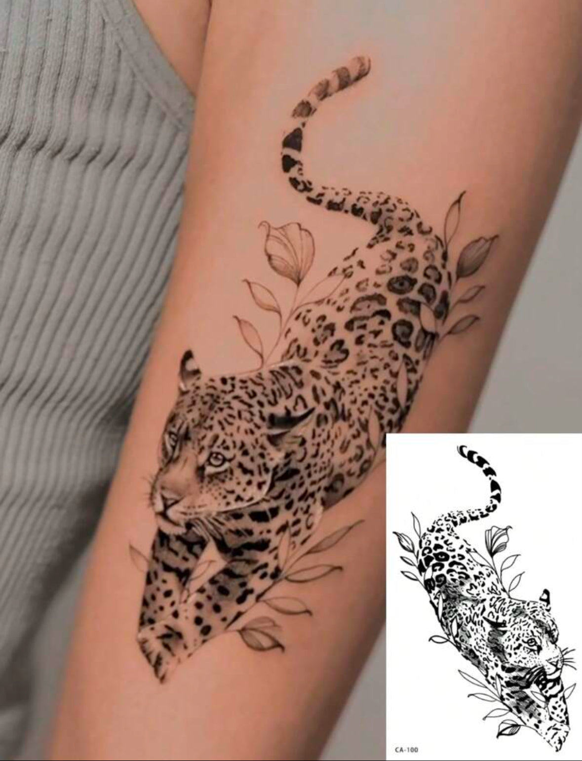 Tatouage Temporaire Léopard Artistique – Design Sauvage et Élégant