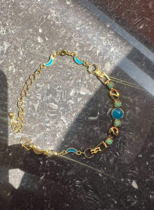 Bracelet Éclat de Lune en Or et Turquoise