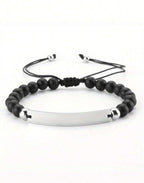 Bracelet de couple en perle avec date gravable