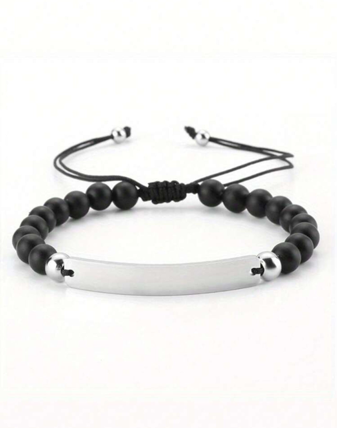 Bracelet de couple en perle avec date gravable