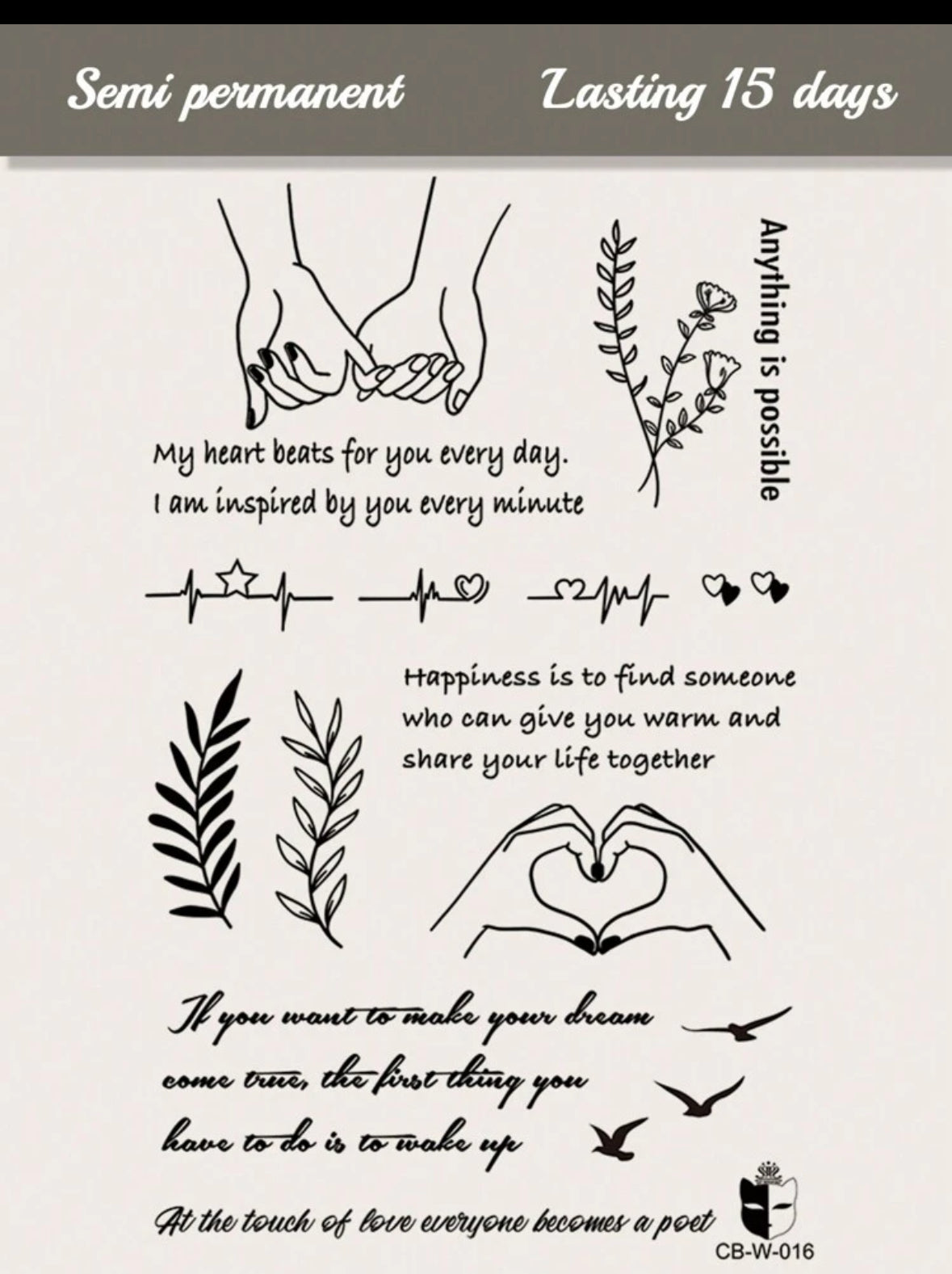 Tatouages Temporaires - Collection “Love & Inspiration