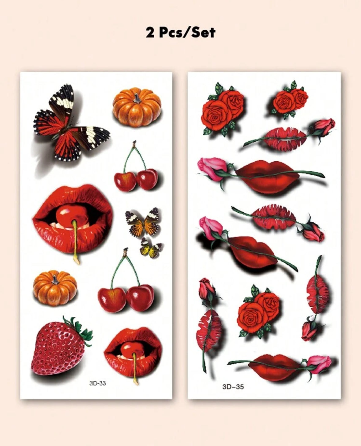 Tatouages Temporaires 3D Sensuels – Pack de 2 Feuilles