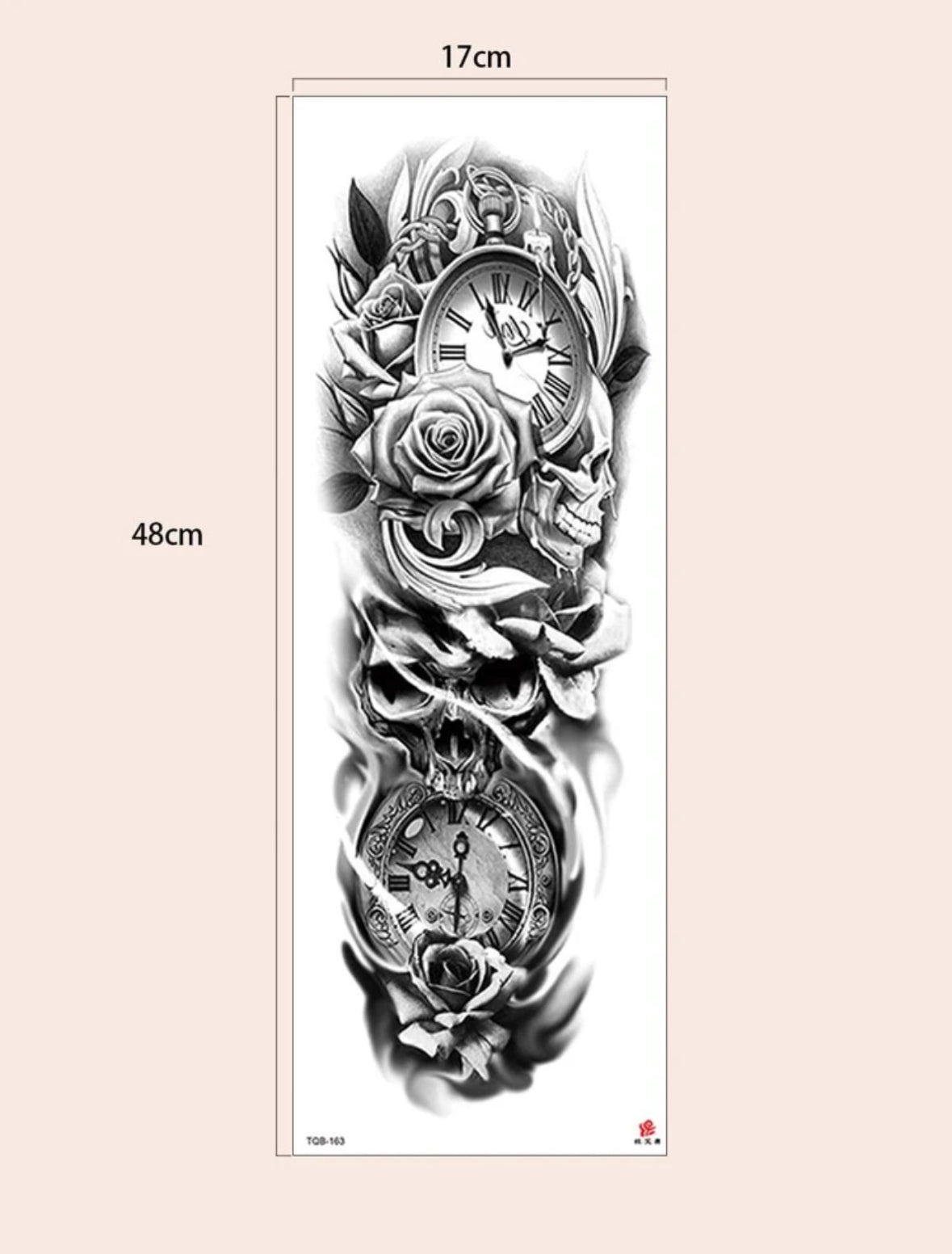 Tatouage Temporaire Bras Complet - Montre & Crâne