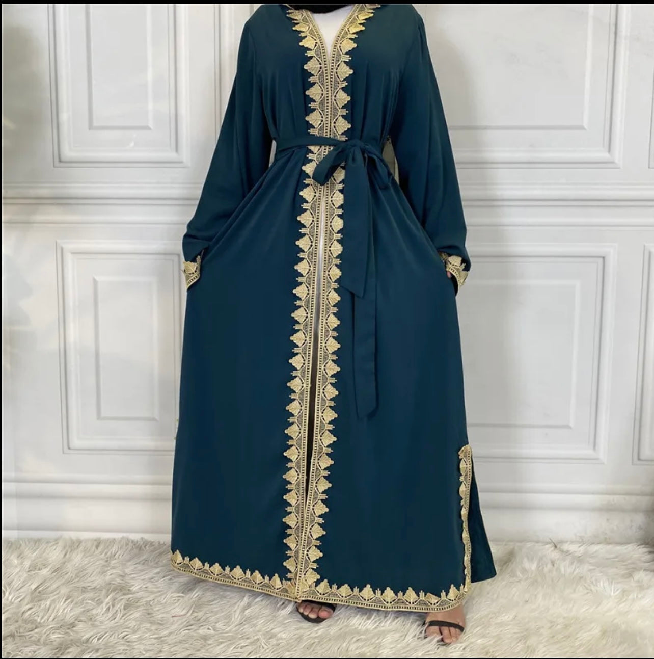 Robe brodé Abaya cardigan turc