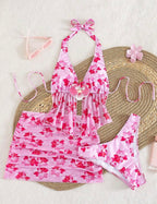 Ensemble Maillot de Bain 3 Pièces Floral & Voile de Plage
