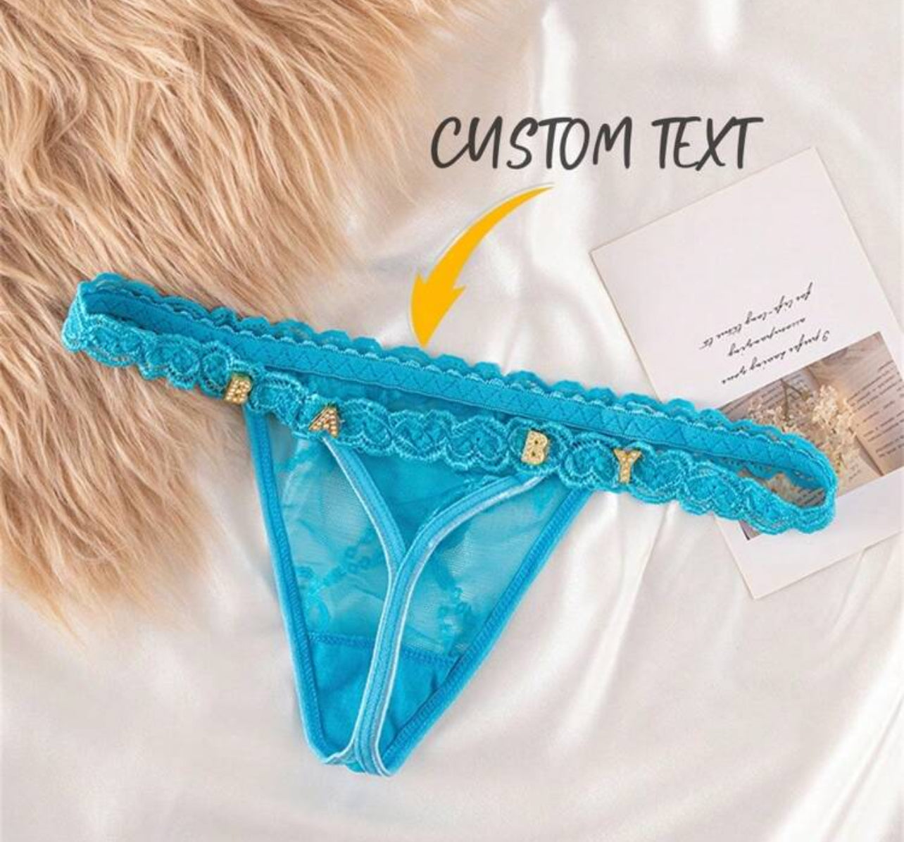 Culotte en dentelle avec lettres personnalisées pour femmes, string en dentelle Sexy avec lettres personnalisées, lettres brillantes en strass bricolage